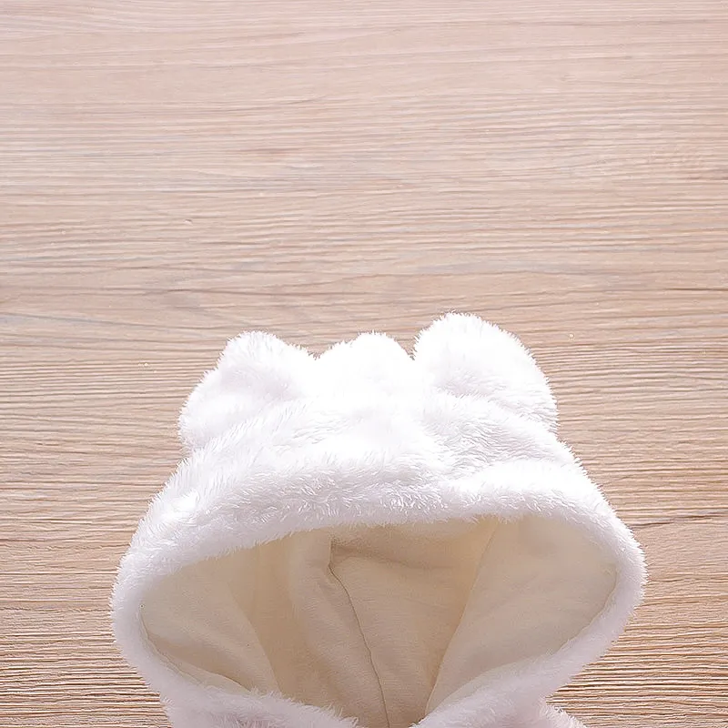 Bebé Unissexo Hipertátil/3D Urso Casual Manga comprida Macacão Branco big image 1