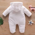 Bear Design Fleece Hooded Footed/footie Long-sleeve Baby Jumpsuit White image 3