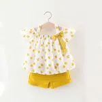 2 unidades Criança Menina Hipertátil/3D Bonito conjuntos de camisa Amarelo