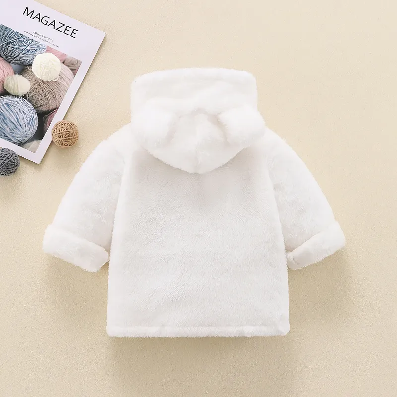 Toddler Girl/Boy Ear Design Zipper Fuzzy Jacket Coat  image 5