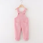 Toddler Girl Ear Design Pocket Button Design Corduroy Overalls Pink