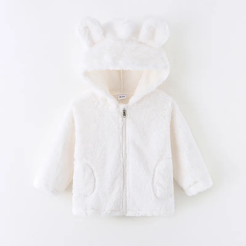Toddler Girl/Boy Ear Design Zipper Fuzzy Jacket Coat  big image 1
