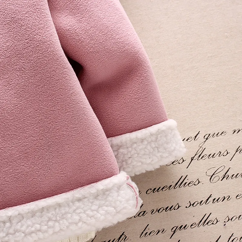 Toddler Girl/Boy Lapel Collar Zipper Fuzzy Berber Fleece Coat Pink big image 1