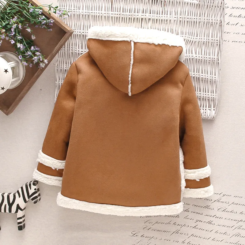 Toddler Boy/Girl Fleece Lined Zipper Hooded Jacket Coat Coffee big image 1