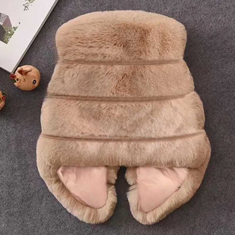 Toddler Girl Trendy Button Design Fuzzy Faux Fur Vest Coat  image 2