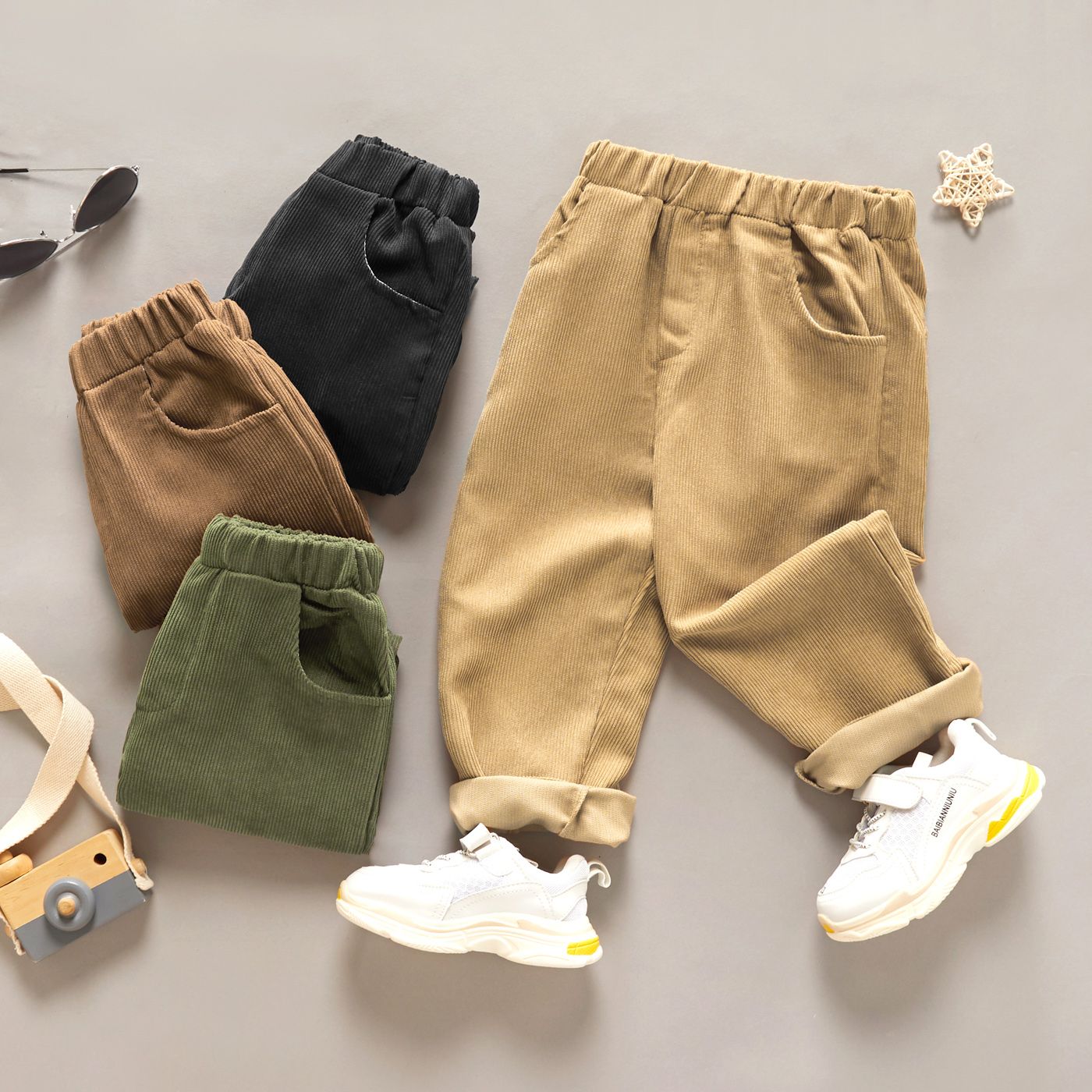 

Toddler Boy/Girl Basic Solid Color Elasticized Cotton Corduroy Pants