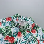 3pcs Toddler Boy Boho Straw Hat & Floral Print Shirt and Shorts Set  image 3