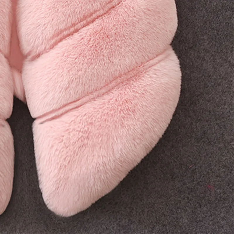 Toddler Girl Trendy Button Design Fuzzy Faux Fur Vest Coat Pink big image 1