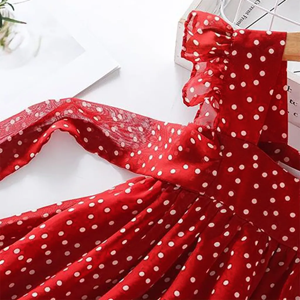 Toddler Girl Polka Dots Pattern Tie Front Chiffon Dress   image 3