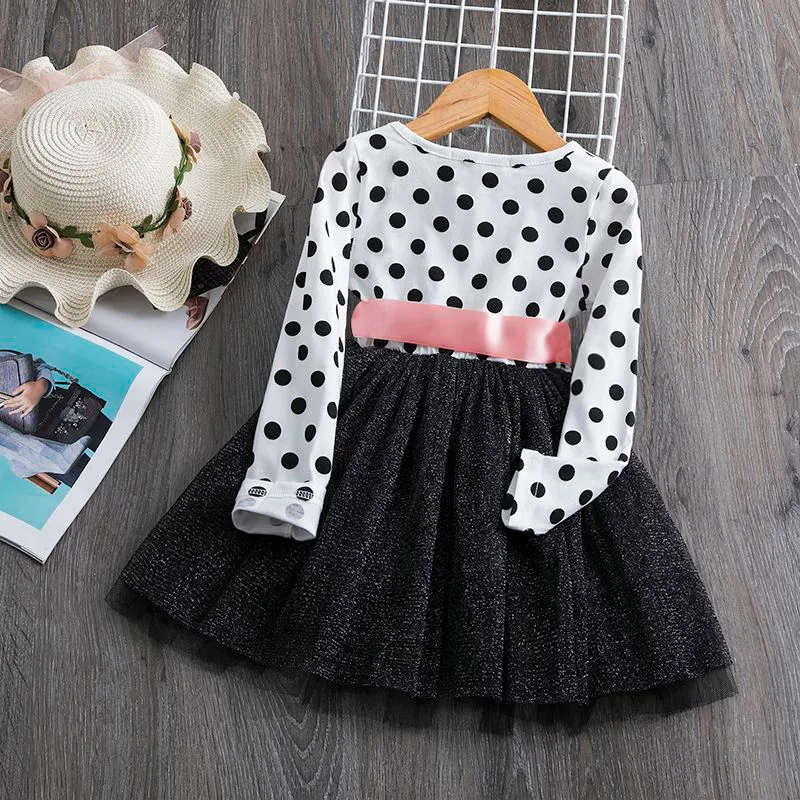 Baby/Toddler Girl Pretty Polka Dot Bow Stitching Dress White big image 1