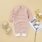100% Cotton 3D Penguin Beak Knitted Long-sleeve Baby Jumpsuit Light Pink image 2