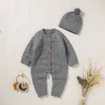 2pcs Solid Knitted Long-sleeve Baby Set Grey