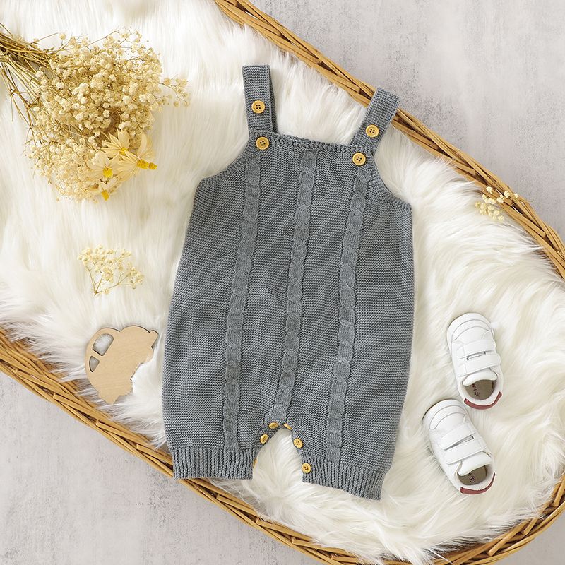 

Baby Boy/Girl Solid Cable Knit Spaghetti Strap Romper