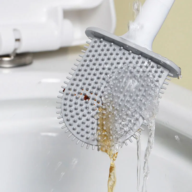 Toilet Bowl Cleaning Brush and Holder Set for Bathroom Storage and Organization Deep Cleaning Brush with TPR Bristles Wall Mounted big image 2