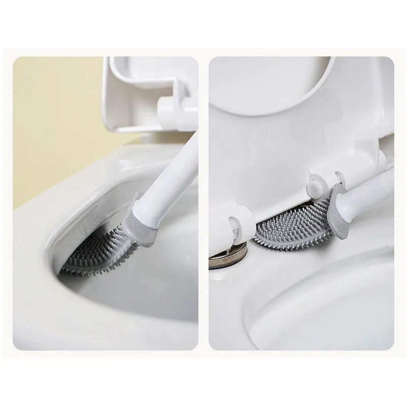 Toilet Bowl Cleaning Brush and Holder Set for Bathroom Storage and Organization Deep Cleaning Brush with TPR Bristles Wall Mounted  big image 6