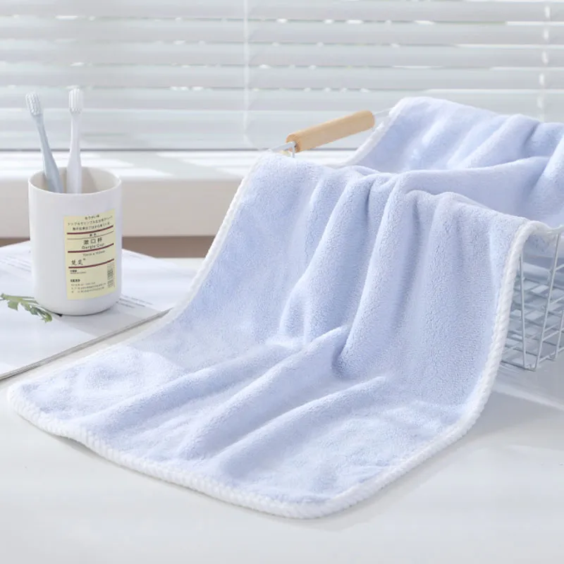 toalha de toalha de cor pura toalha absorvente de secagem rápida toalha de banho toalha de rosto de lã coral ultramacia e suave Azul Claro
