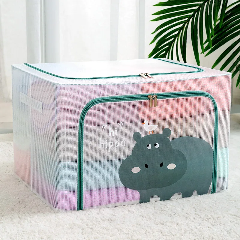 22L Clothes Storage Steel Frame Storage Box Plastic Transparent Sturdy ...