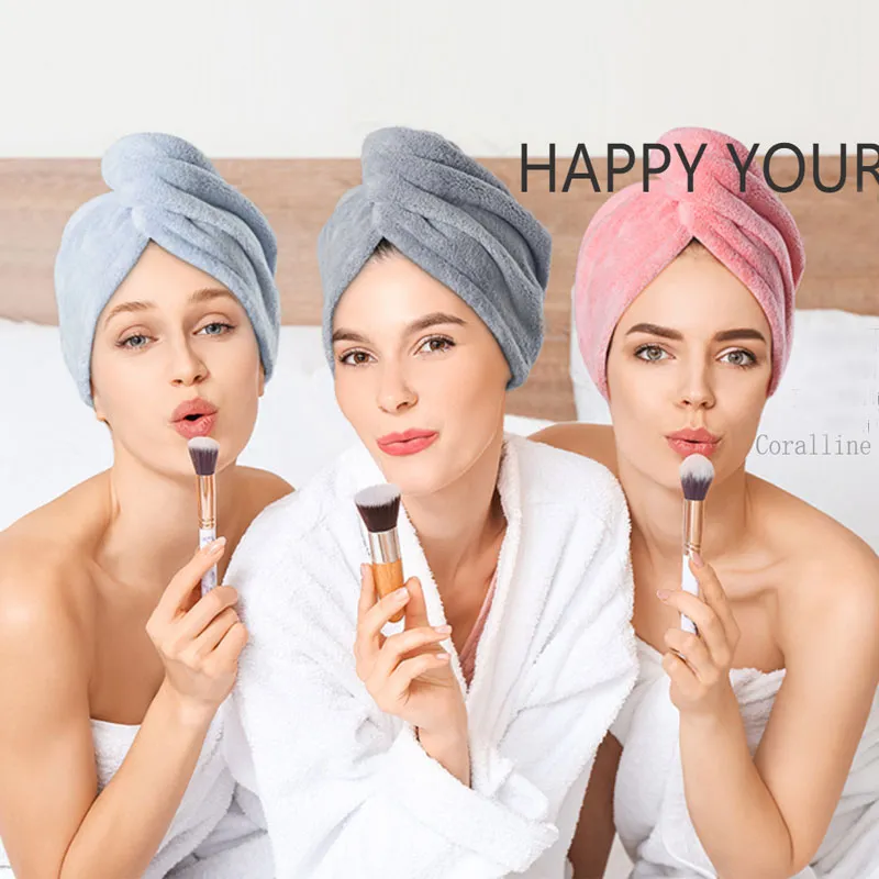 femmes cheveux serviette wrap multifonction super absorbant séchage rapide cheveux turban pour le séchage des cheveux Gris Clair big image 1