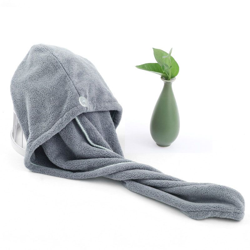 Hair Towel Wrap, Hair Drying Towel With Button, Polyester Hair Towel, Dry Hair Hat, Bath Hair Cap