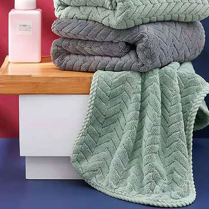 Thick Face Towels Solid Washcloths Coral Fleece Super Absorbent Quick Dry Hair Turban  image 2
