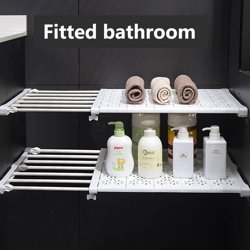 Adjustable Shelves Closet Wardrobe Organizers Storage Shelves Wall Mounted Telescopic Racks big image 5
