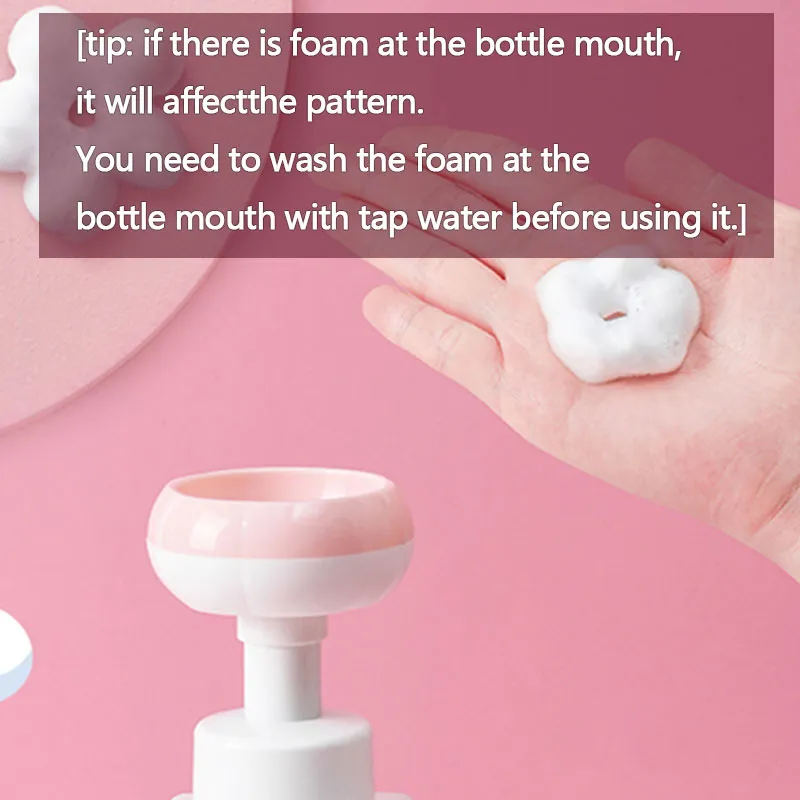Dispensador de sabão espumante tipo flor 300ml garrafa de bomba recarregável para gel de banho sabonete líquido para as mãos limpador facial suprimentos de banheiro Rosa image 3