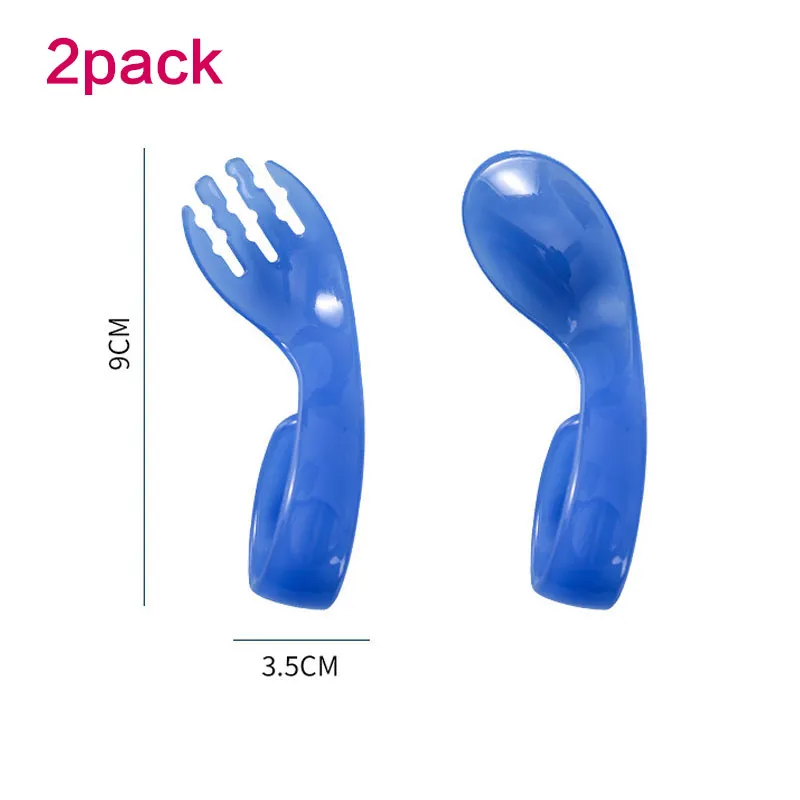 2-pack Color Changing Toddler Forks & Spoons Innovative Temperature Sensing and Discoloration Blue