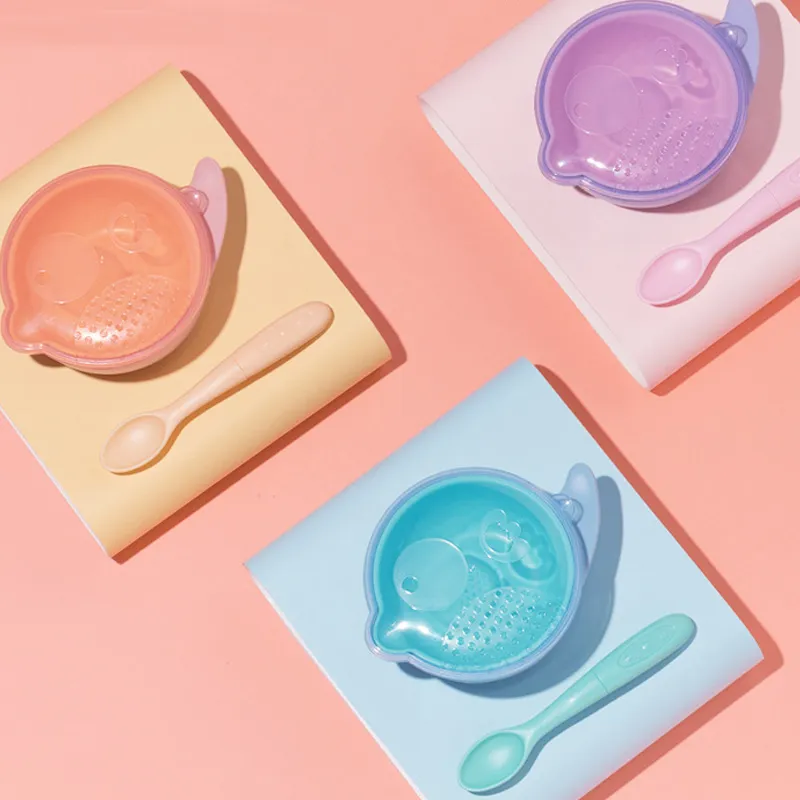 Mash and Serve Bowl for Babies Toddlers Portable Detachable Dinnerware with Spoon & Lid Pink image 2
