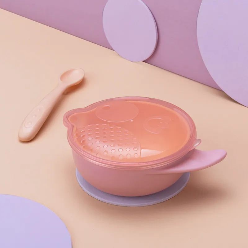 Mash and Serve Bowl for Babies Toddlers Portable Detachable Dinnerware with Spoon & Lid Pink big image 1
