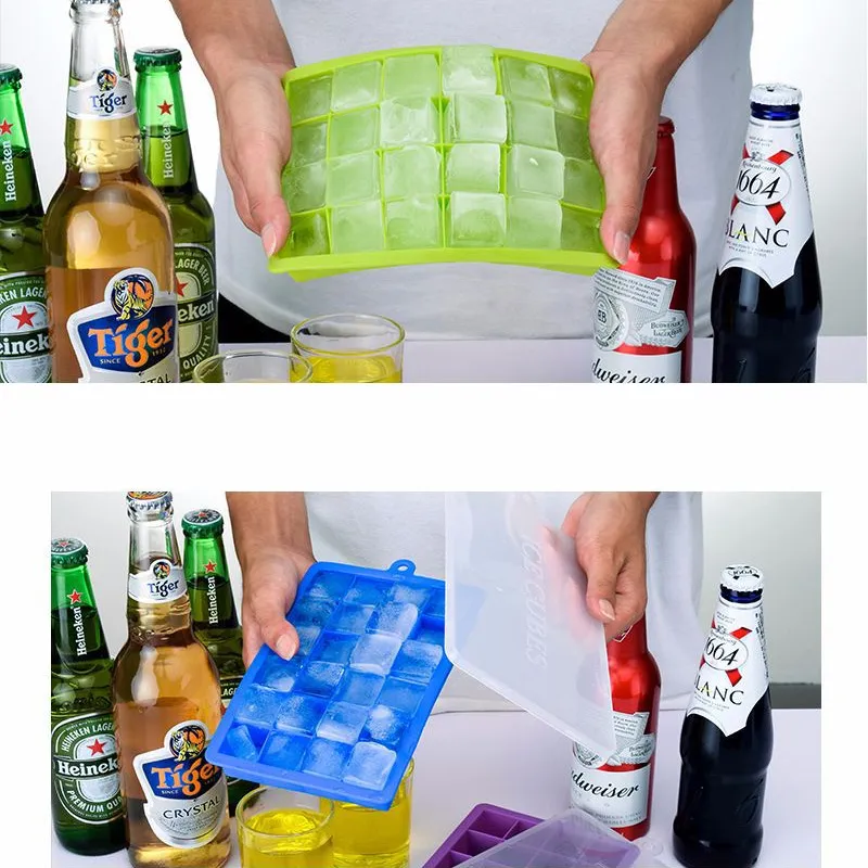 24 Grids Silicone Ice Cube Tray Mold Ice Cube Maker Container with Cover Green image 4