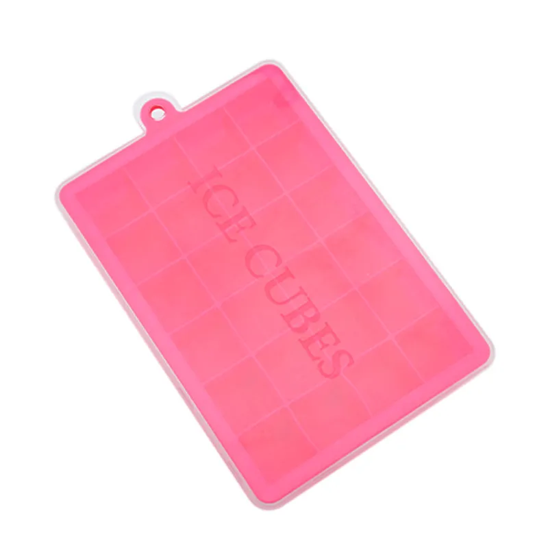 24 Grids Silicone Ice Cube Tray Mold Ice Cube Maker Container with Cover Hot Pink