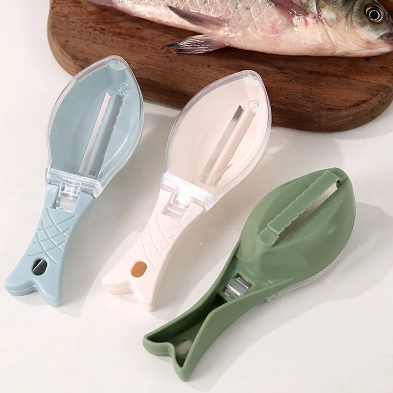 With a Lid Practical Scale-Removing Knife to Kill Fish Hand Scaler Fish Scaler Home Kitchen Small Tools Light Green image 5
