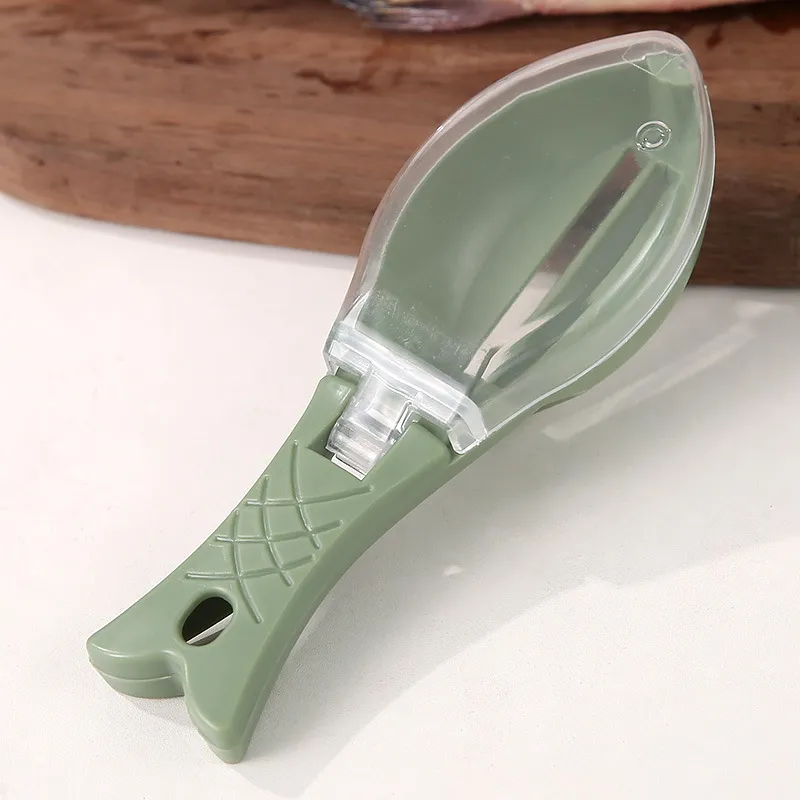 With a Lid Practical Scale-Removing Knife to Kill Fish Hand Scaler Fish Scaler Home Kitchen Small Tools Light Green big image 1
