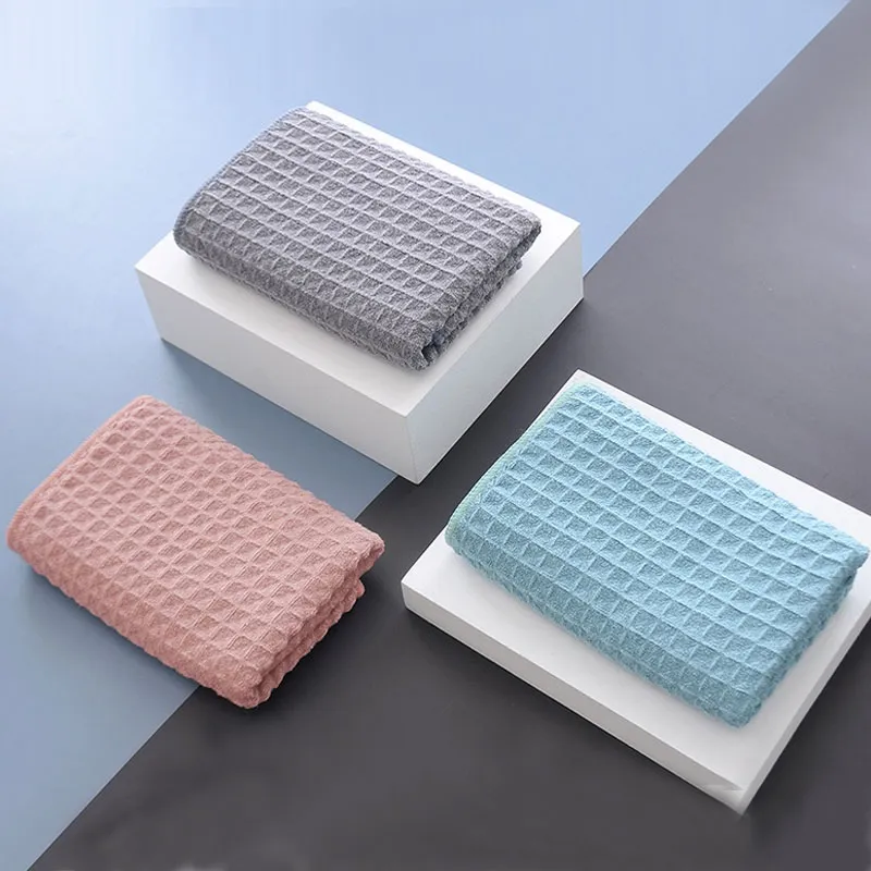 Honeycomb Weave Soft Quick Dry Lint Free Towel Dark Grey image 3