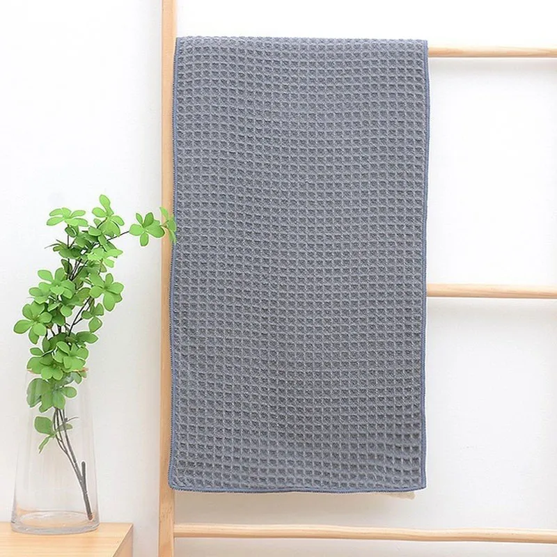 Honeycomb Weave Soft Quick Dry Lint Free Towel Dark Grey big image 1
