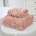Thick Coral Fleece Bath Towels Letter Hollow Out Soft Absorbent Towels Bath Blankets  image 1