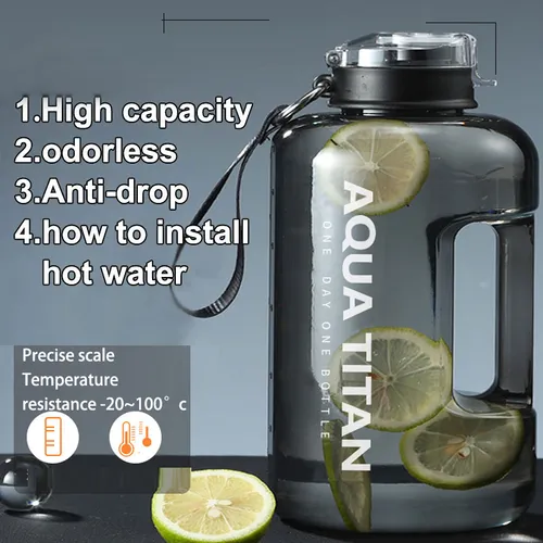 Botella de agua para gimnasio de 1500 ml/50,73 oz con marcador de tiempo motivacional y asa, gran capacidad, a prueba de fugas, jarra de agua grande