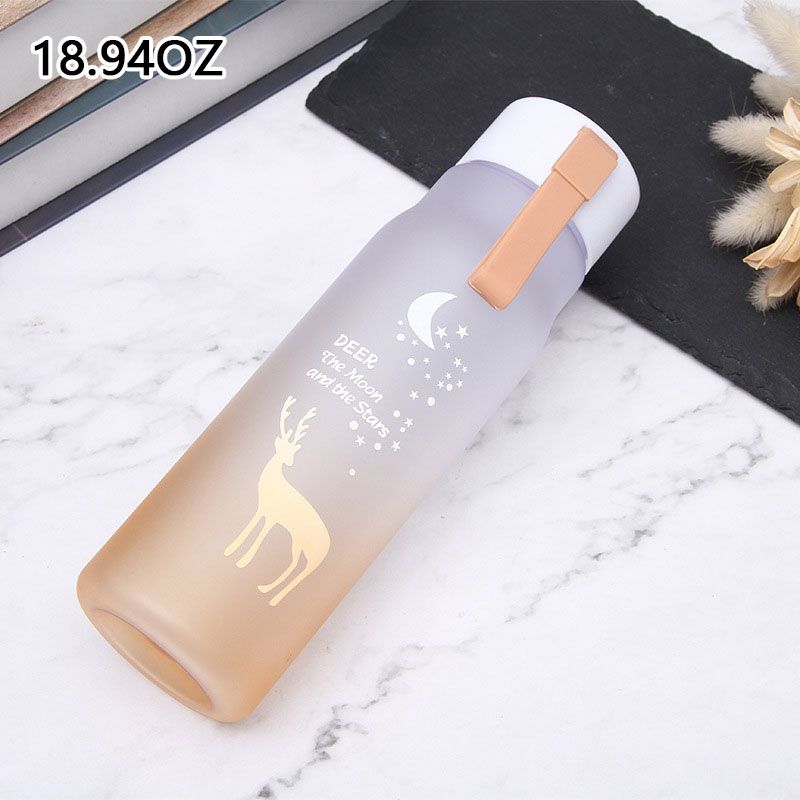 Fantasy elk gradient color frosted space cup with rope outdoor portable water cup cute plastic water