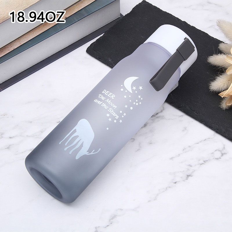 Fantasy Elk Gradient Color Frosted Space Cup With Rope Outdoor Portable Water Cup Cute Plastic Water Bottle With Drop Resistance (The Printing Pattern