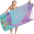 Large Mermaid Beach Towel Microfiber Mermaid Tail Bath Towel Quick Dry Absorbent Women Travel Towels  image 2