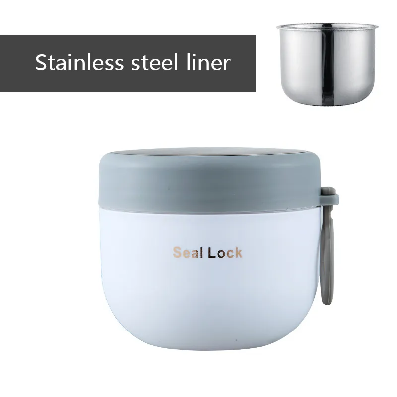 Breakfast Cup 304 Stainless Steel Soup Cup Student Breakfast Cup Milk Cup Outdoor Office Salad Portable Soup Porridge Soup Pot Stainless Steel Green (Thermal Insulation Easy to Clean) big image 3