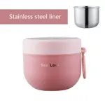 Breakfast Cup 304 Stainless Steel Soup Cup Student Breakfast Cup Milk Cup Outdoor Office Salad Portable Soup Porridge Soup Pot Stainless Steel Green (Thermal Insulation Easy to Clean) Light Pink