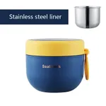 Breakfast Cup 304 Stainless Steel Soup Cup Student Breakfast Cup Milk Cup Outdoor Office Salad Portable Soup Porridge Soup Pot Stainless Steel Green (Thermal Insulation Easy to Clean) Navy