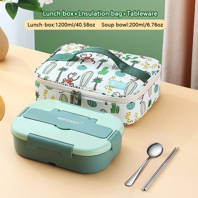 

Bento Box Kit, Microwave Plastic Japanese Lunch Box 4-In-1 Compartment for Office Worker Student (with Soup Bowl and Lunch Bag)