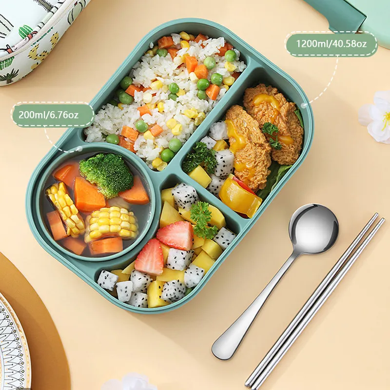 Bento Box Kit, scatola da pranzo giapponese in plastica per microonde Scomparto 4 in 1 per studente impiegato (con zuppa e borsa per il pranzo)  big image 8