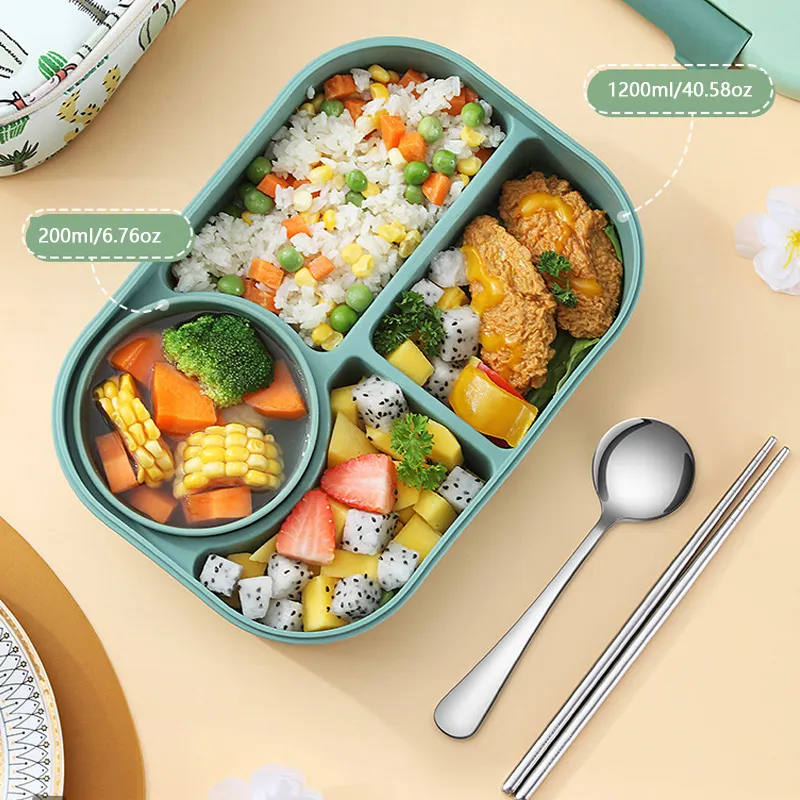 Bento Box Kit, scatola da pranzo giapponese in plastica per microonde Scomparto 4 in 1 per studente impiegato (con zuppa e borsa per il pranzo) big image 8