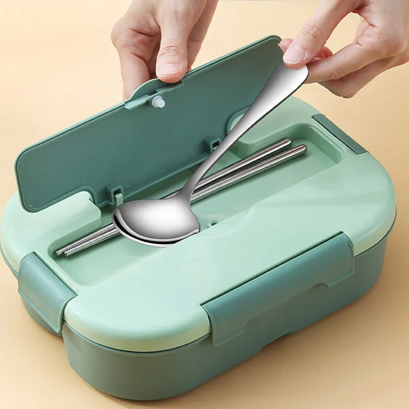 Bento Box Kit, scatola da pranzo giapponese in plastica per microonde Scomparto 4 in 1 per studente impiegato (con zuppa e borsa per il pranzo) big image 5