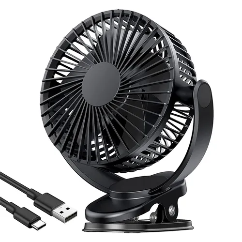 Small Clip on Fan, 3 Speeds USB Fan with 720° Rotation, Strong Airflow, Ultra Quiet Operation for Office Dorm Bedroom Stroller