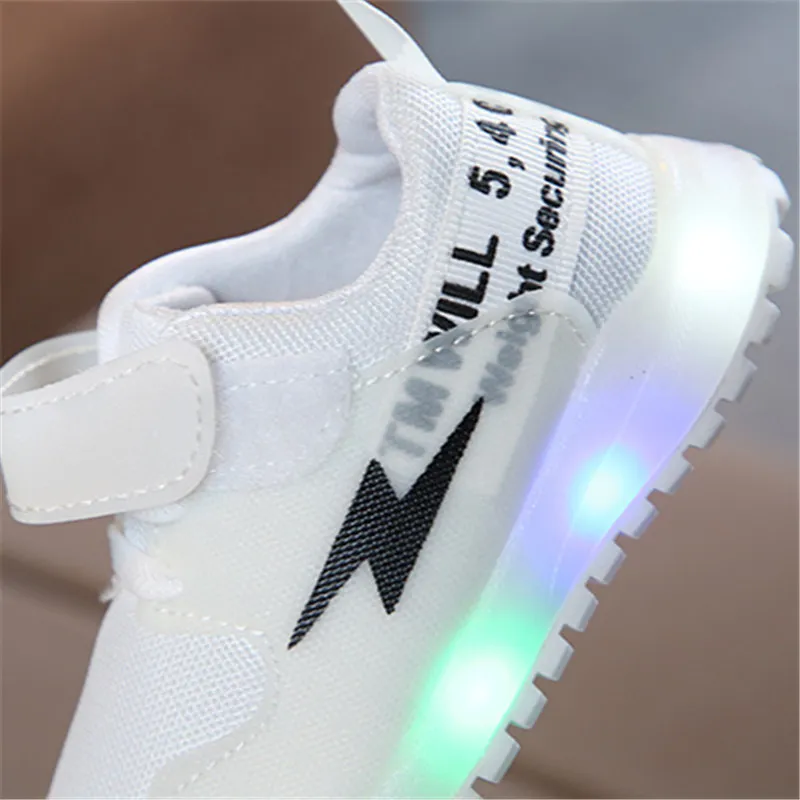 Baby / Toddler Lightning Print LED Sport Shoes White big image 1