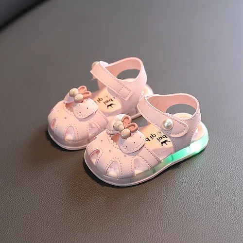 Toddler Soft Sole Non-slip Bow Decor Luminuous Sandals